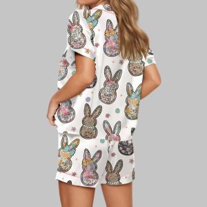 Coquette Easter Bunny Floral Satin Pajama Set