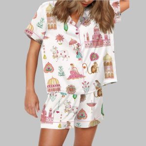 Royal Rajasthan Watercolor India Satin Pajama Set