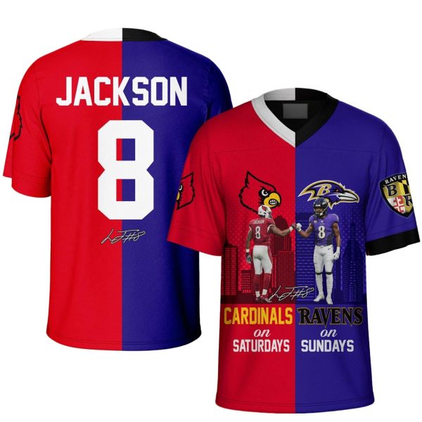 Jackson 8 Cardinals On Saturdays Ravens On Sundays Jersey