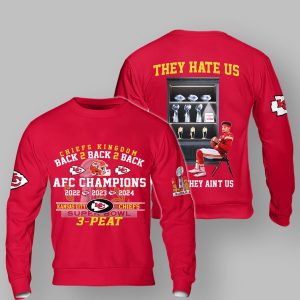 Mahomes They Hate Us 'Cause They Aint Us Chiefs Kingdom Back 2 Back 2 Back AFC Champions Shirt 2