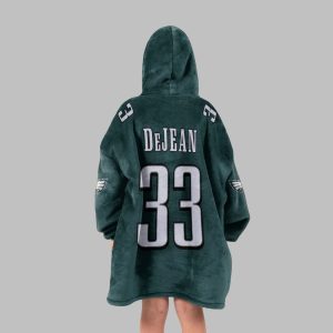 DeJean 33 Eagles Football Unisex Blanket Hoodie