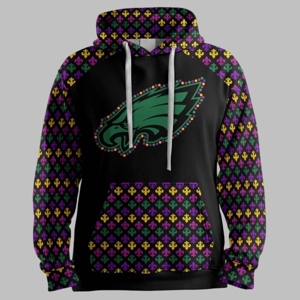 Mardi Gras Fly Eagles Fly Hoodie