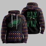 Mardi Gras Fly Eagles Fly Hoodie