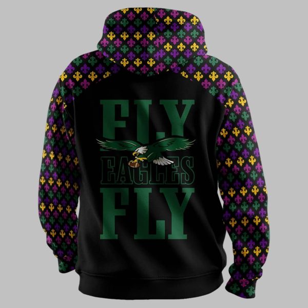 Mardi Gras Fly Eagles Fly Hoodie