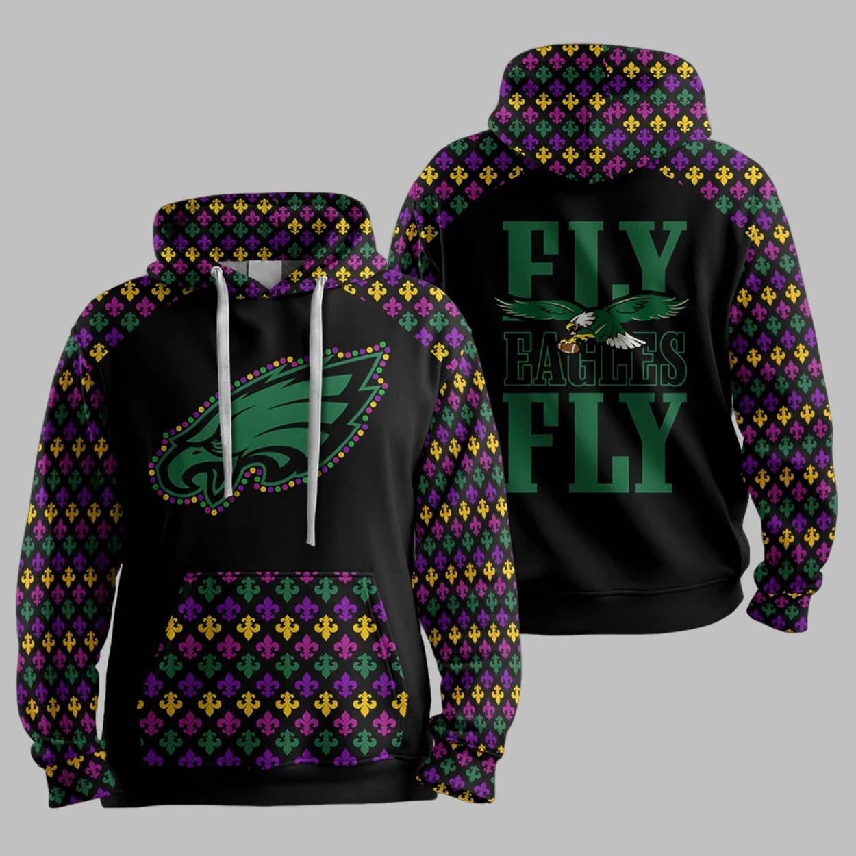 Mardi Gras Fly Eagles Fly Hoodie Mardi Gras Fly Eagles Fly Hoodie