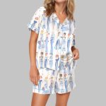 Nautical Style Satin Pajama Set