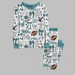 Philadelphia Football Doodle Coquette Bow Pajama Set