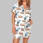 Queen Elizabeth II And Her Corgis Satin Pajama Set