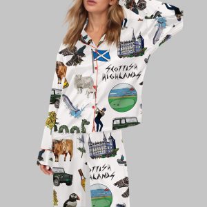 Scottish Highlands Travel Satin Pajama Set