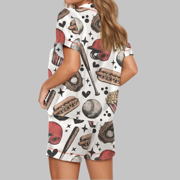 Retro Baseball Game Day Satin Pajama Set