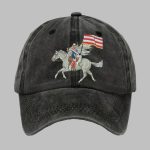 Retro Country Western Music Cowboy Horse And Flag Print Baseball Cap
