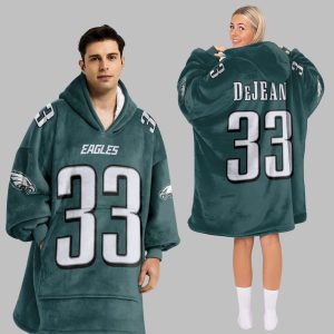 DeJean 33 Eagles Football Unisex Blanket Hoodie