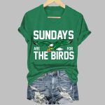 Sundays Are For The Birds Eagles Print V-neck T-shirt