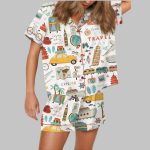 Time To Travel Satin Pajama Set