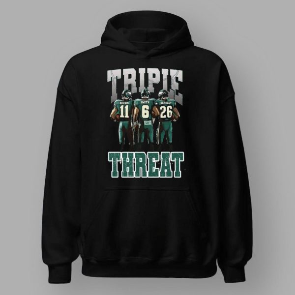 Triple Threat Saquon Barkley Aj Brown And Devonta Smith Eagles Shirt