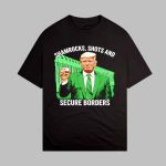 Trump Shots Shamrocks And Secure Borders Irish St Patricks Day Shirt