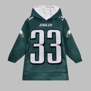 DeJean 33 Eagles Football Unisex Blanket Hoodie