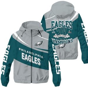 Eagles 2 Time Super Bowl Champions LII LIX Windbreaker Jacket