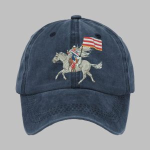 Retro Country Western Music Cowboy Horse And Flag Print Baseball Cap