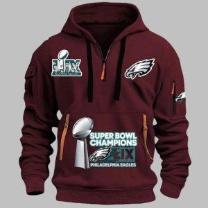 Eagles Super Bowl LIX Champions 2025 Quarter Zip Hoodie