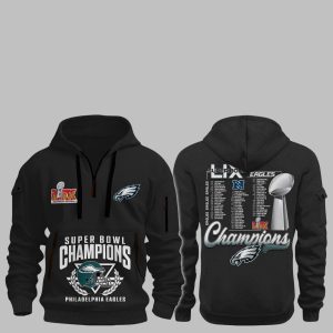 Eagles Super Bowl LIX Champions Quarter Zip Hoodie