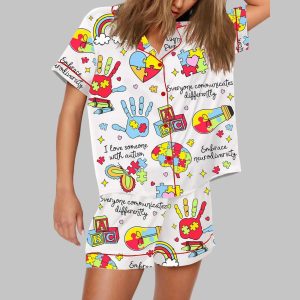 Everyone Communicates Differently Autism Month Pajama Set