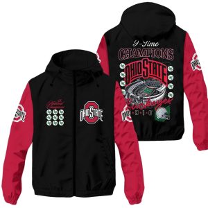 Ohio State 9 Time National Champions Windbreaker Jacket