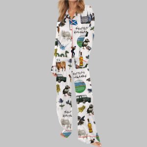 Scottish Highlands Travel Satin Pajama Set