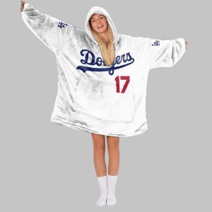 Ohtani 17 LA Dodgers Unisex Blanket Hoodie 2 Ohtani 17 LA Dodgers Unisex Blanket Hoodie