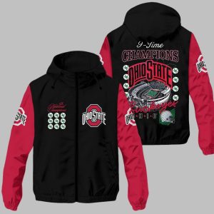 Ohio State 9 Time National Champions Windbreaker Jacket