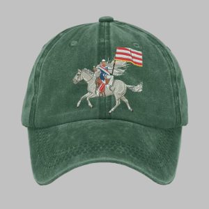 Retro Country Western Music Cowboy Horse And Flag Print Baseball Cap