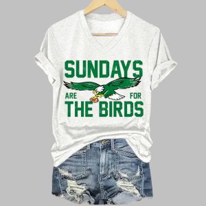 Sundays Are For The Birds Eagles Print V neck T shirt