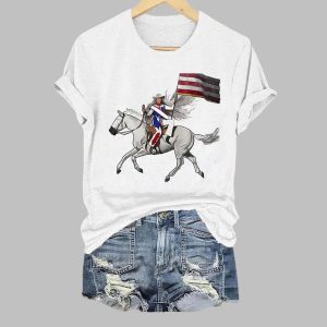 Retro Country Western Music Cowboy Horse And Flag Print T-Shirt 4 Retro Country Western Music Cowboy Horse And Flag Print T Shirt